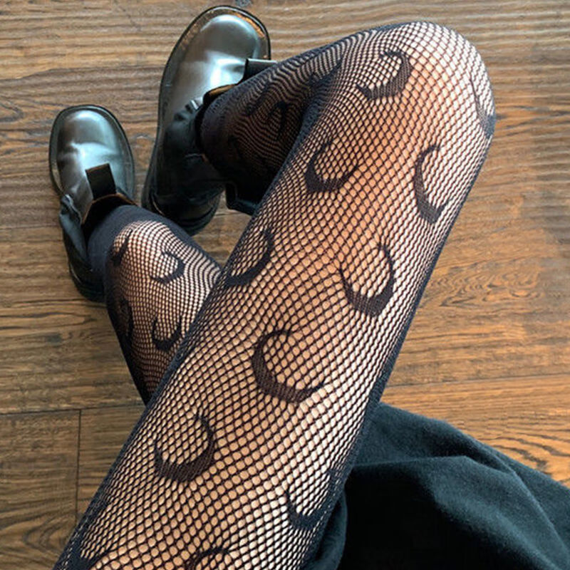 黑丝袜子ins夏季薄款女网红流行字母丝袜渔网暴击袜防勾丝连体裤中网