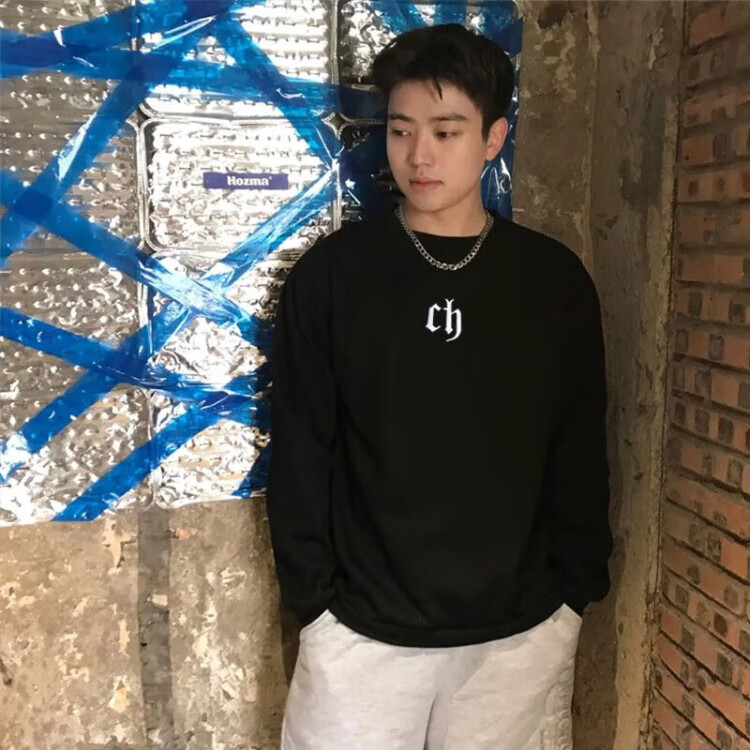 【jd优选】cb卫衣字母美式连帽情侣男秋季圆领ch潮牌oversize宽松纯棉