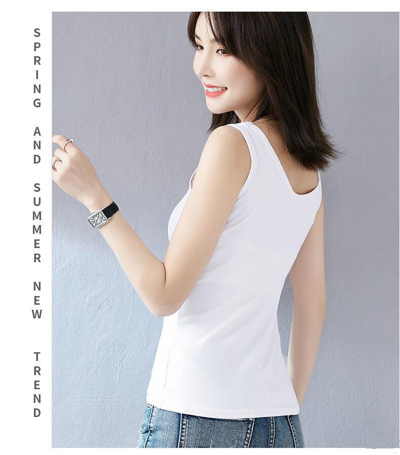 巾语夏季无痕白背心黑运动背心吊带女户外1件装纯版黑色l适合100110斤