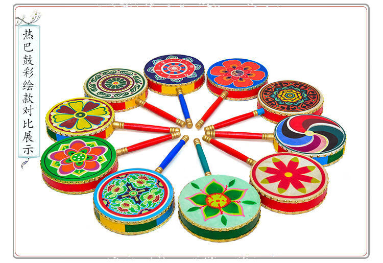 牛皮热巴鼓手柄鼓跳舞用舞蹈演出鼓儿童可定制鼓艺考阿伽鼓 其他图案