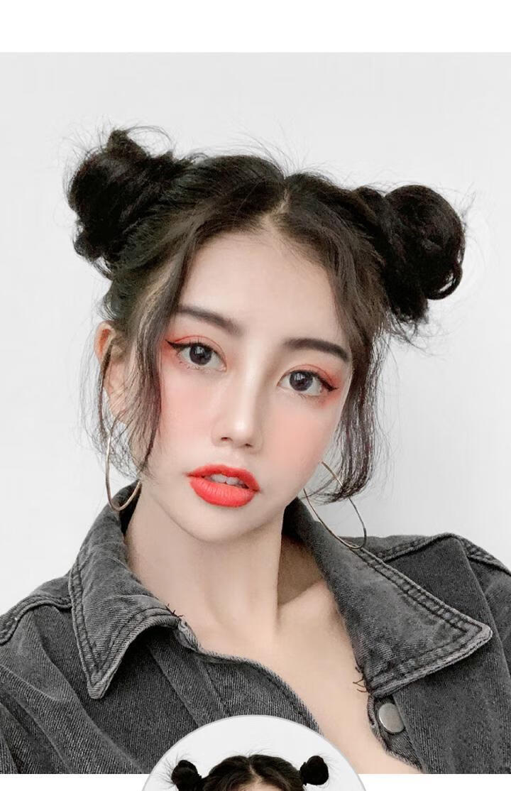 唐妮双丸子头假发女自然花苞发髻发饰盘发器蓬松仿真发直发圈假发包