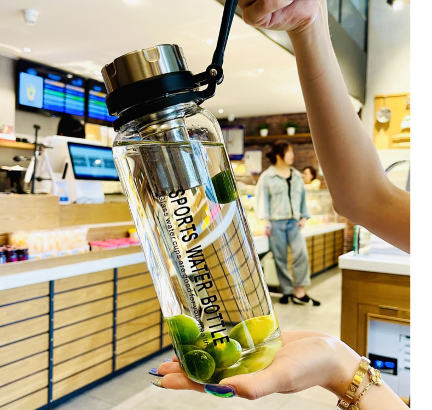 惢琪2000毫升的大容量水杯玻璃水杯超大容量2000ml男士高档茶水分离泡