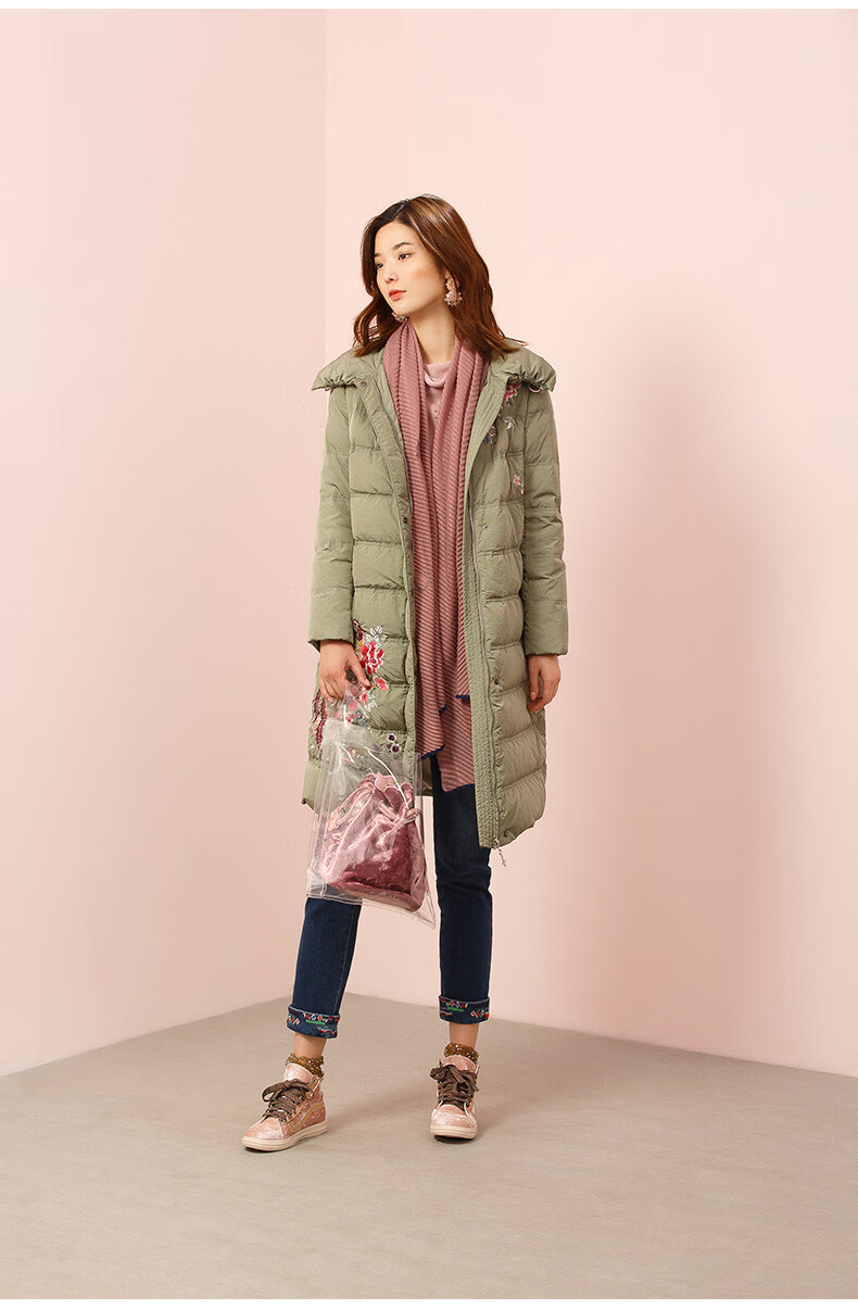 渔牌羽绒服2020年新款女冬白鸭绒中长款女士羽绒外套 深蓝 180/96a