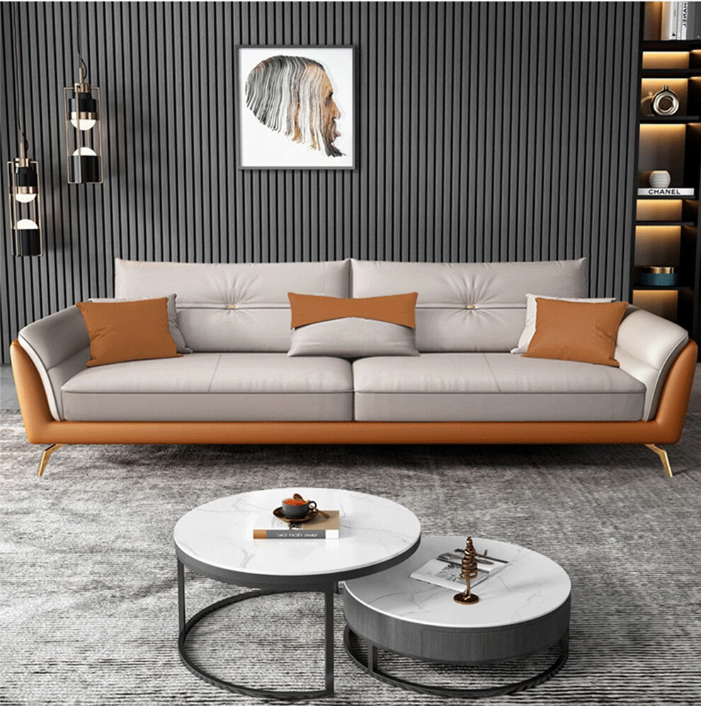 新尚轩沙发意式极简多人位沙发轻奢真皮客厅北欧皮沙发简约现代转角