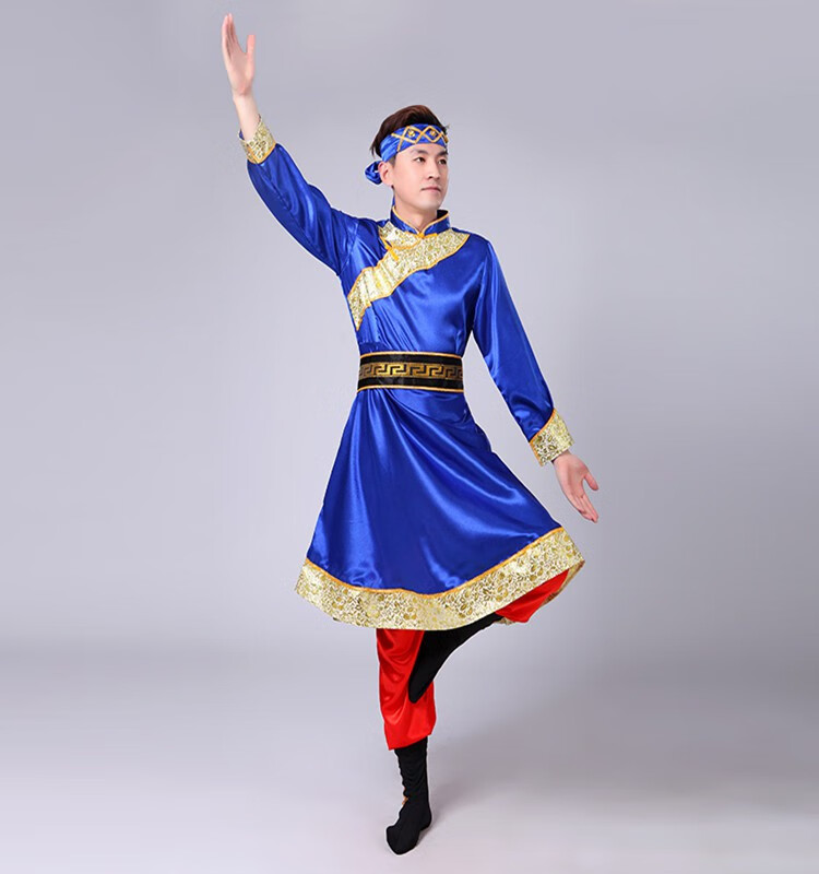 伊必圣蒙古服男民族服装男蒙古舞蹈演出服打鼓内蒙古摔跤骑马舞台现代