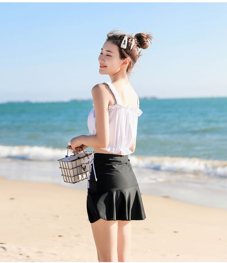 少女泳衣初中女生学生韩版保守泳衣女分体保守遮肚显瘦2020年新款ins