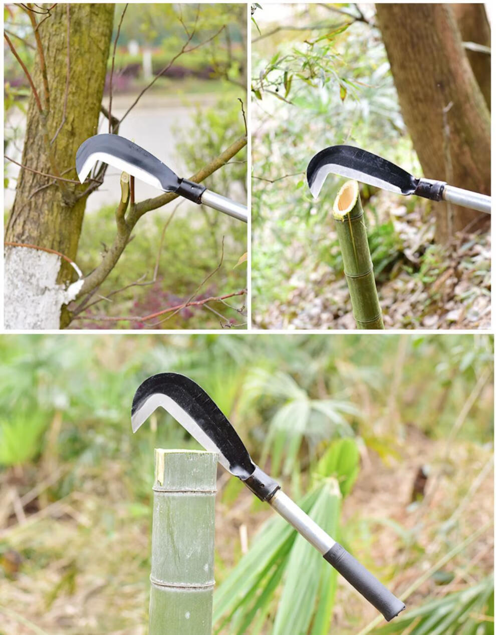 户外扫墓除草工具加长镰刀草刀柴刀枝弯刀农用割草刀廉刀连刀玫红色60