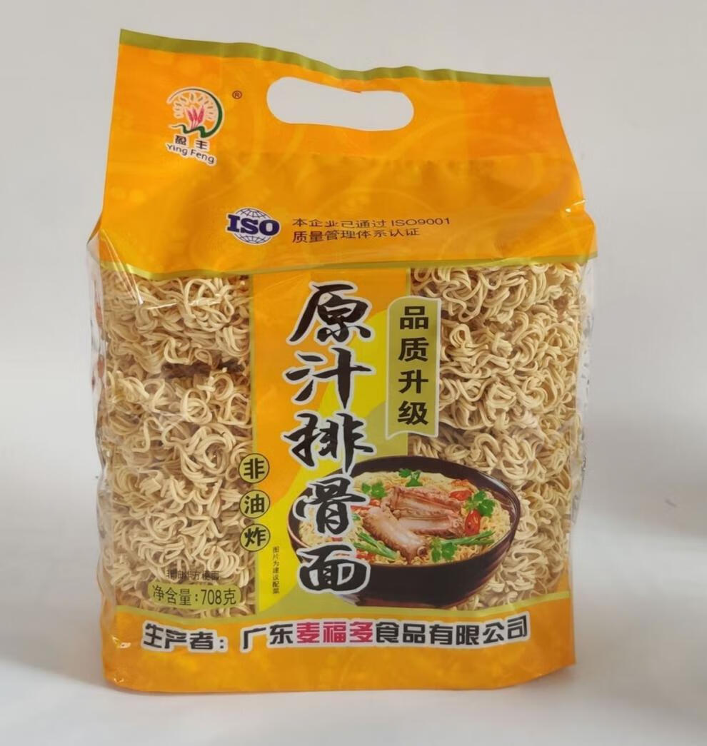 麦福多 盈丰原汁排骨面 风干面麻辣烫火锅面波纹面非油炸方便面条 1包