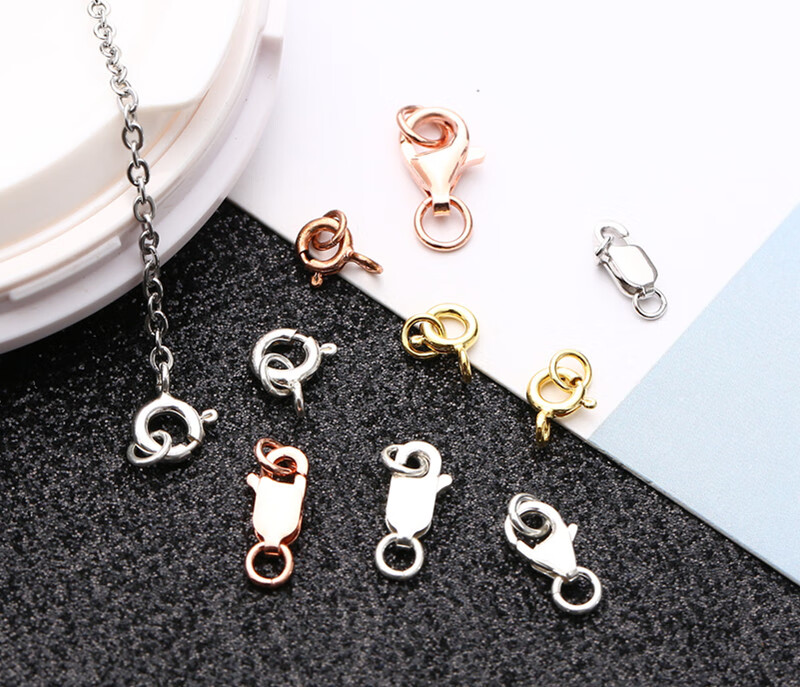 庄梦蝶 s925银珍珠项链锁连接扣银手链配件接头扣子扣头弹簧龙虾头