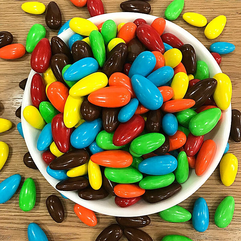 巧克力豆喜糖彩色糖豆婚庆石头彩虹糖蛋糕装饰点缀零食 小橄榄形