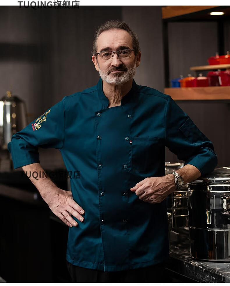 高档定制米其林厨师服厨师长高级工作服厨师男长袖秋冬装酒店餐厅餐饮