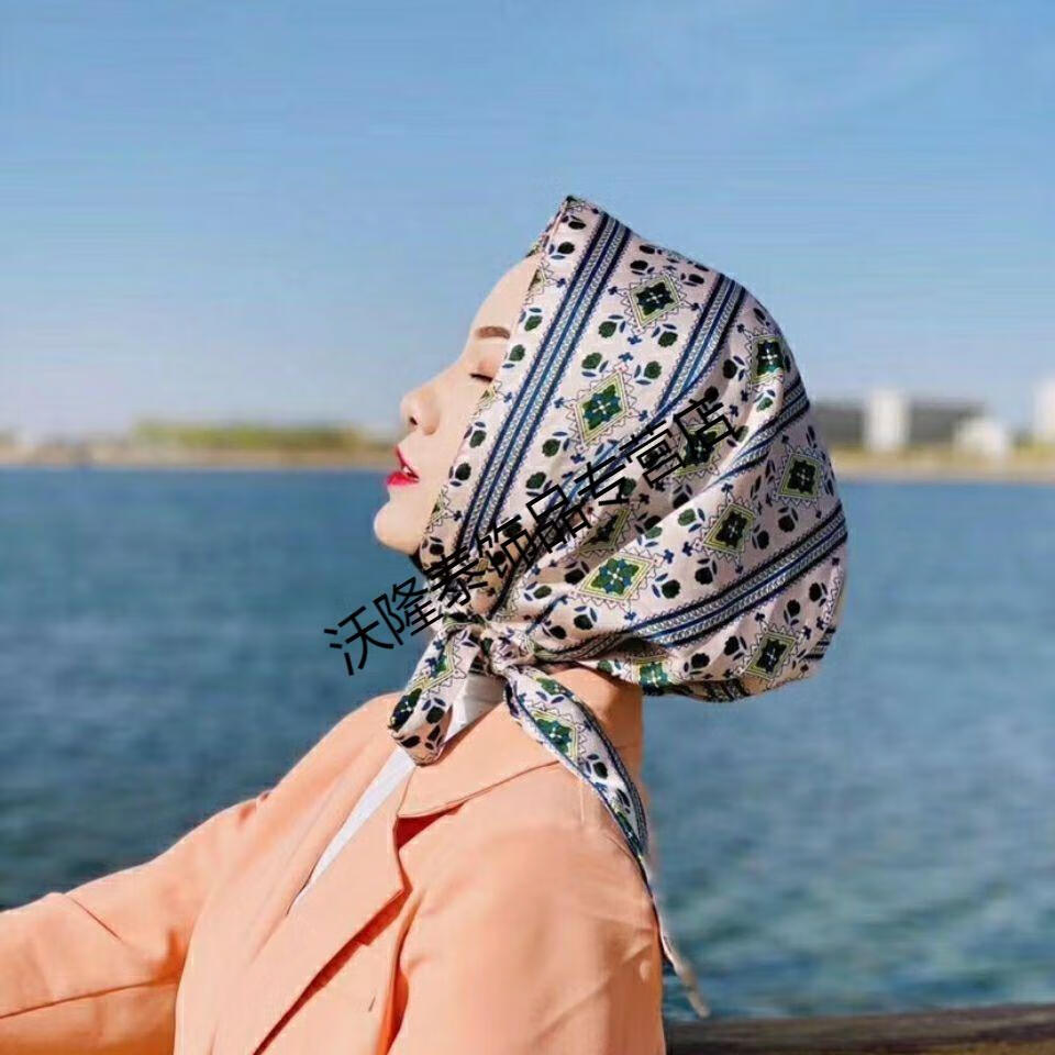 罗丽莎纱巾新款头套丝缎面飘带帽子套头回族盖头夏休闲巾 8号