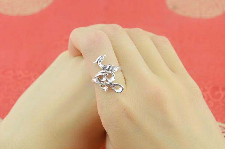 亚弗复古民族风999银戒指女足银凤凰个性足银指环女食指戒指港码8号