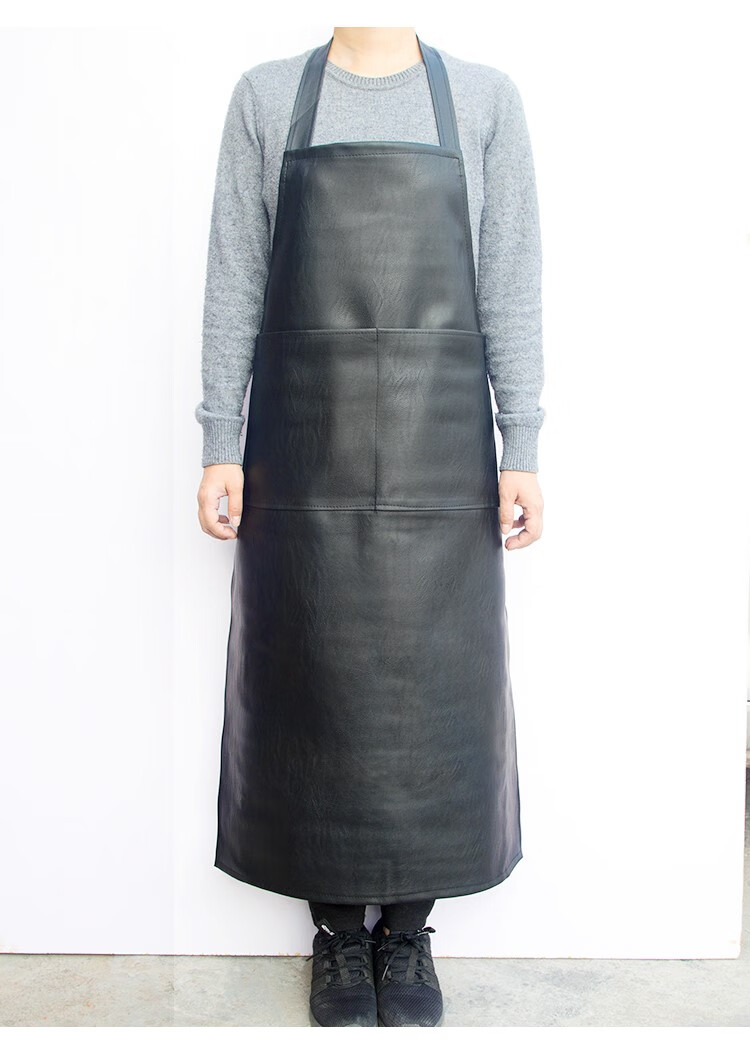 皮围裙防水防油革成人男女士厨房食堂长款pu围腰加厚工作软崇韵定制款