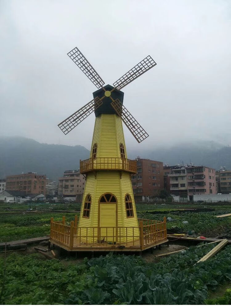 定制防腐木风车景观荷兰大风车户外实木风车防腐木荷兰风车户外木质