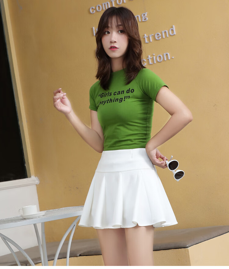 防走光短裙百褶半身裙水兵舞裙子女跳舞广场舞服装表演演出服舞蹈白色