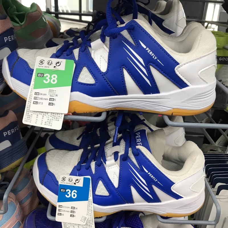 迪卡侬男羽毛球鞋缓震轻盈女羽毛球运动鞋羽球鞋perfly 40 20男款蓝白