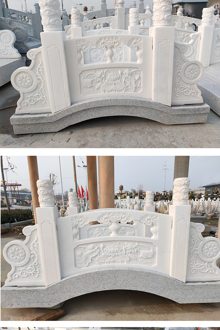 石雕石拱桥小石桥汉白玉河道栏板公园林庭院别墅鱼池景观造景摆件 1.