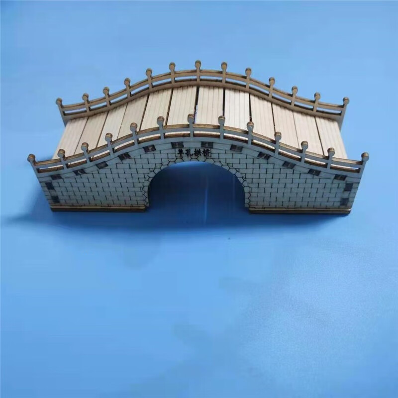 桥梁模型的材料710岁赵州桥大桥梁模型手工diy拼装玩具建筑拼图古拱桥