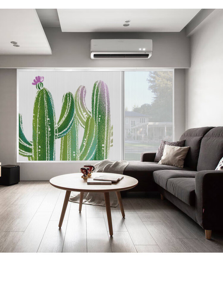 遮阳透气纱推拉窗帘隔热全遮光隐形帘百叶窗折叠日夜两用帘门帘26平方