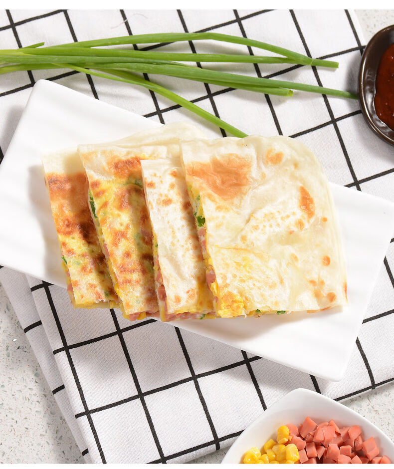 鸡蛋灌饼皮半成品葱油饼手抓饼早餐食品圆形鸡蛋灌饼纯曼郎帝混合蔬菜