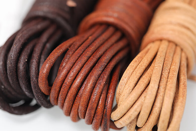 福铂睿(fbri)皮绳真皮绳头层牛皮绳子黑色原色4粗圆形扁形手链项链