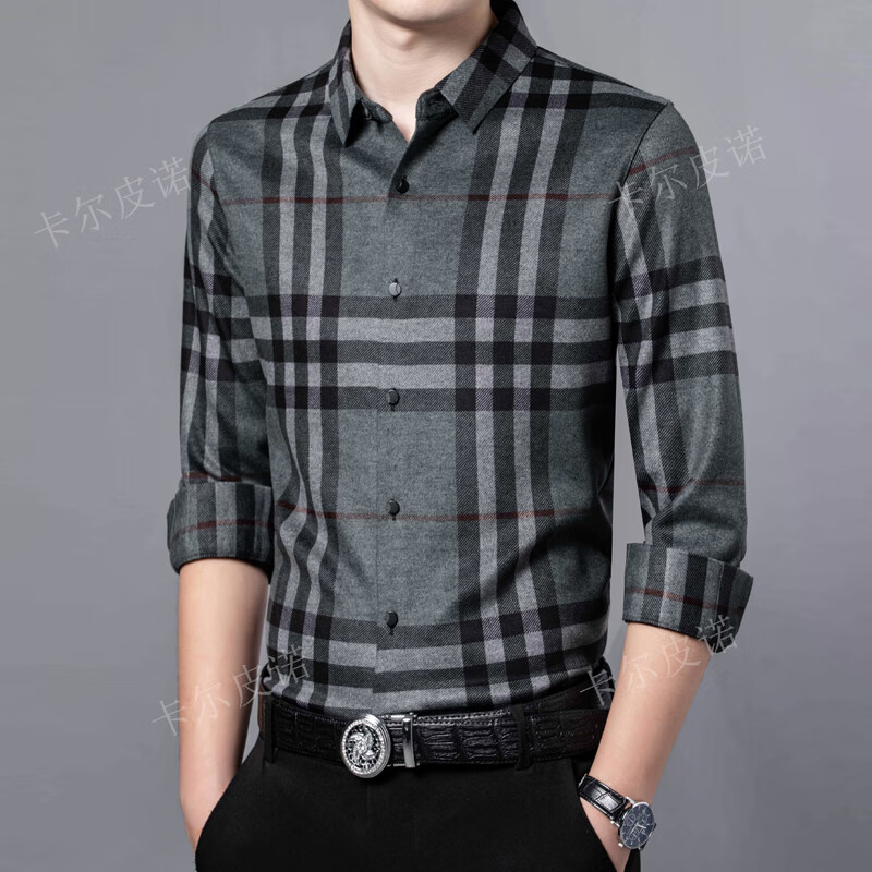 卡尔皮诺商务男装 3-1113款冬季加厚保暖商务休闲衬衫男上身舒适百搭