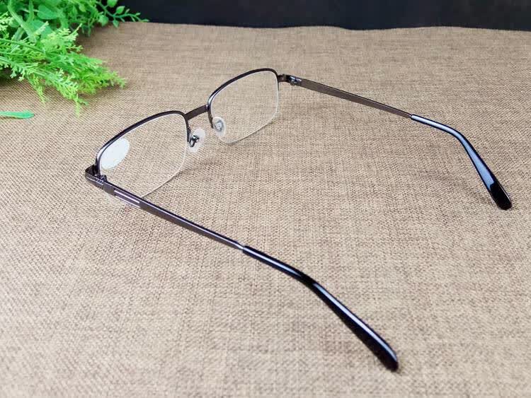 老花镜半框男时尚水晶石高清女老光镜防疲劳老人眼镜 金色半框250度