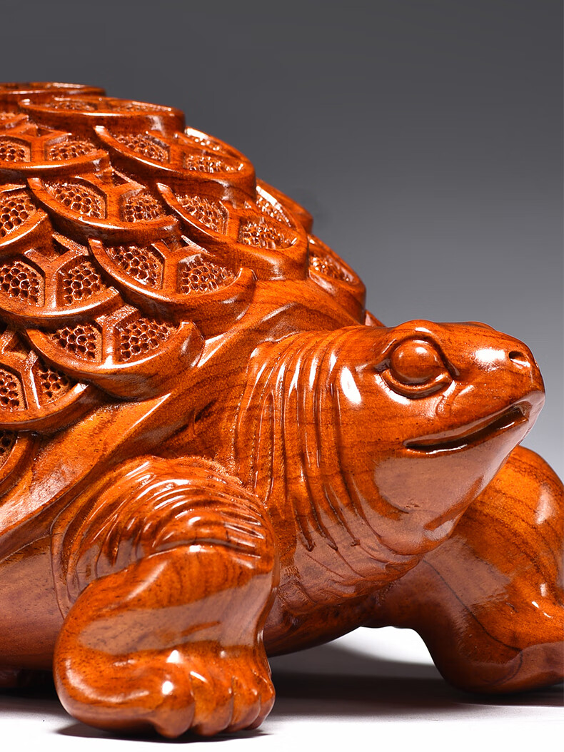 奈希森花梨木雕金钱龟摆件实木八卦乌龟家居玄关装饰工艺品开业乔迁