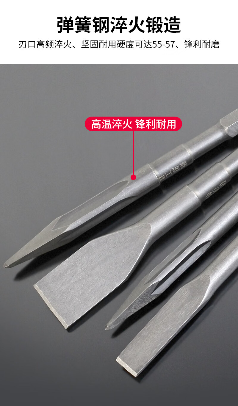 镐头电锤加宽扁头凿子合金冲击钻头超硬电镐镐头六角柄方柄圆柄尖凿子