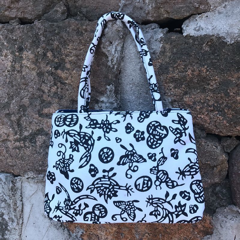 手提小布包布艺手提包小型手提包蜡染蓝印花布小方包文艺复古休闲妈妈