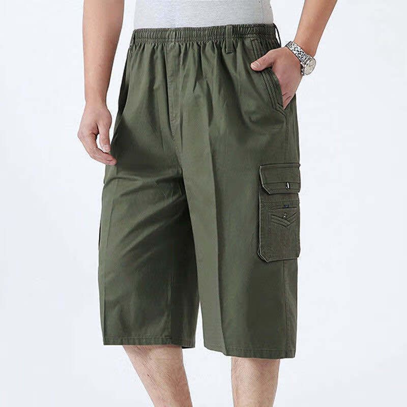 短裤男士夏季休闲短裤 爸爸夏装中老年人七分裤老人短裤40中年男装50