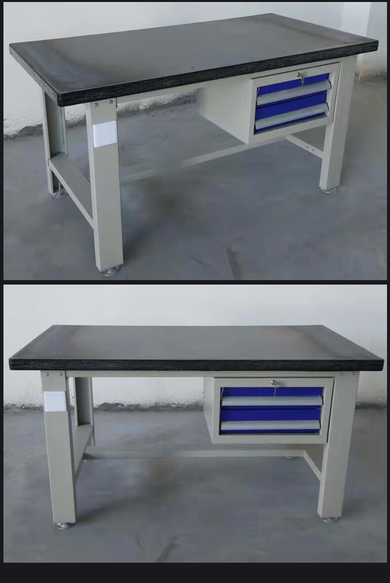 翀一铁板桌面钳工台钢板钳工桌重型工作台虎钳铁面装配维修操作台1275