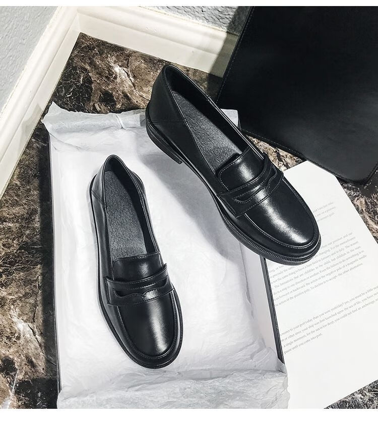 学院风jk校服鞋2022春秋款jk女鞋子英伦风小皮鞋圆头一脚蹬单鞋女学院