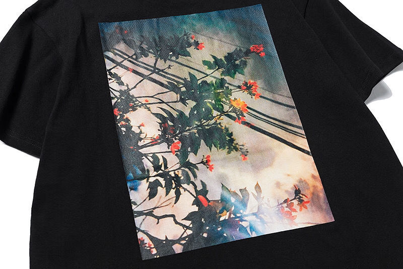 正确版fear of god第七季复线花卉印花t恤fog纯棉宽松男女短袖t恤 黑