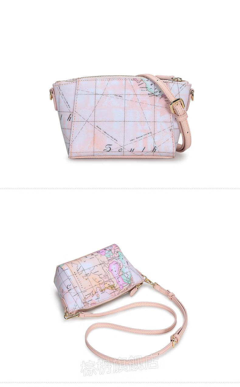 paprika新款地图女包时尚经典字母饺子包单肩包斜挎印花小包包潮耐辉