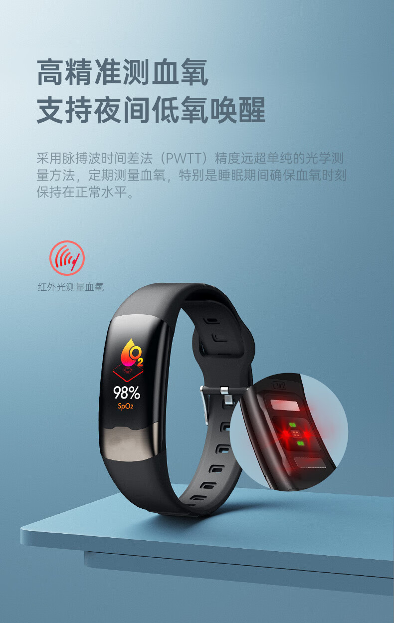 新一代ecg技术级智能测血压手环适用于华为苹果运动健康多功能睡眠