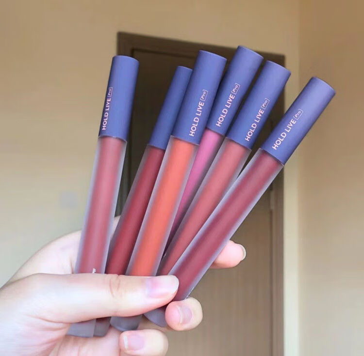 口i红holdlive小吸管持久空气唇釉陶土红棕浆果梅子肉桂哑光雾面口i红