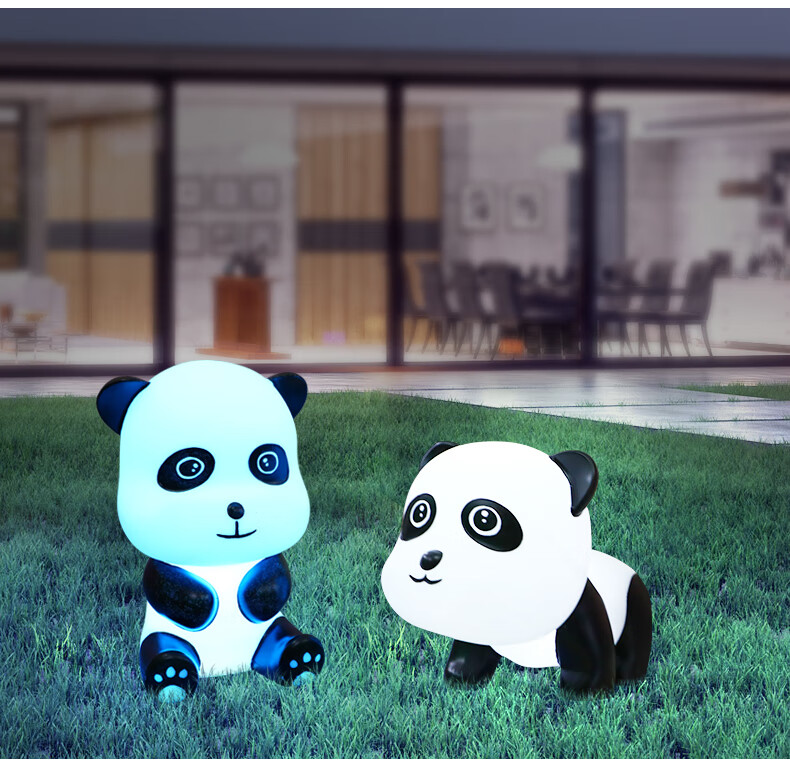 户外发光熊猫灯led太阳能卡通动物园林创意草坪灯 户外防水庭院灯