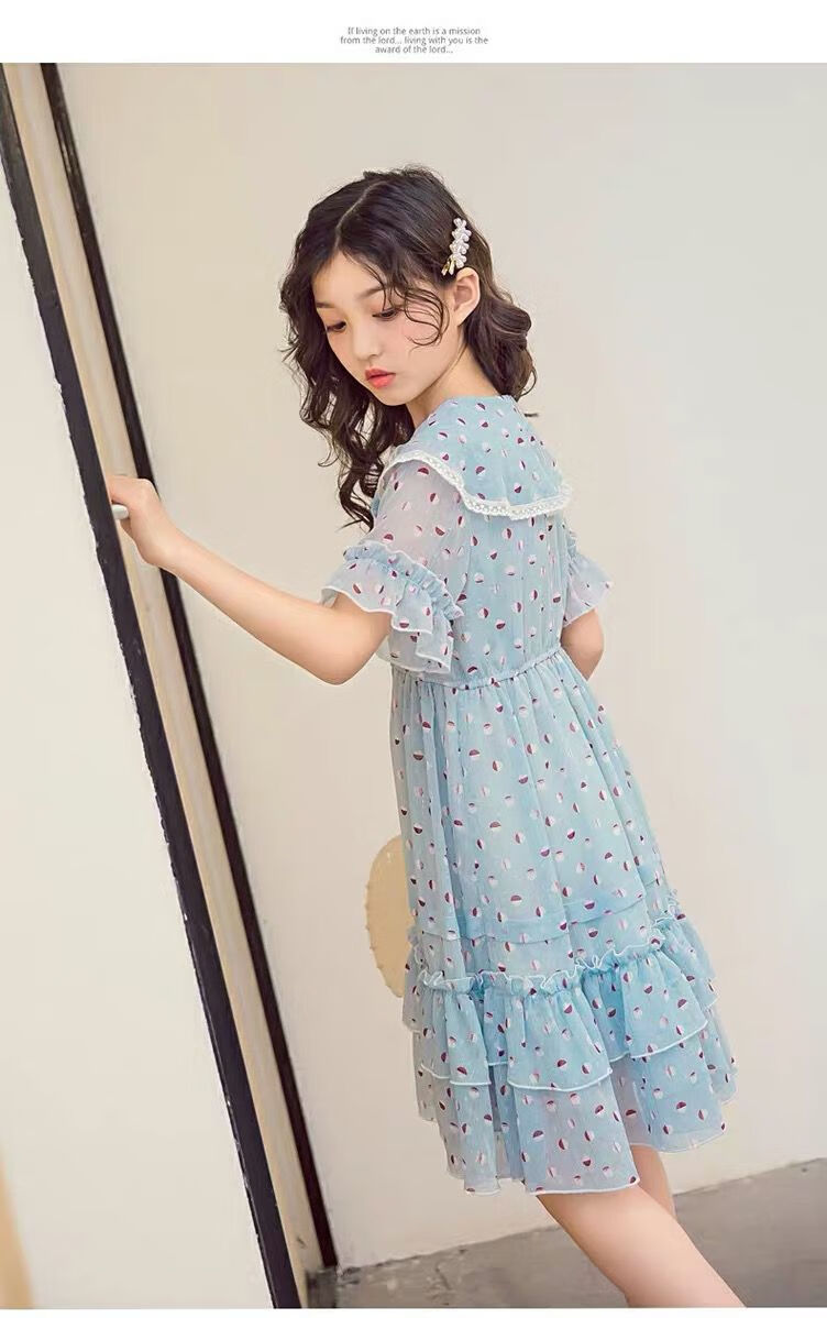 女童夏季新款连衣裙女学生雪纺裙公主裙适合314岁中大儿童小女孩洋气