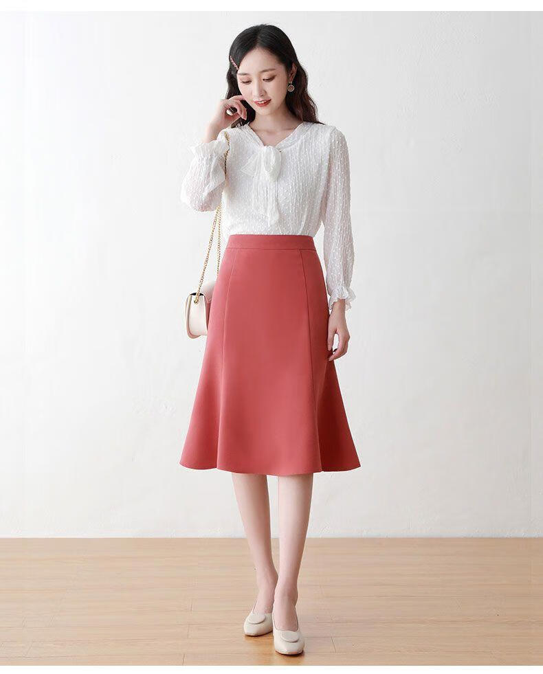 芊艺2020新款高腰a字半身裙女气质包臀显瘦中长款裙【01bq14013】