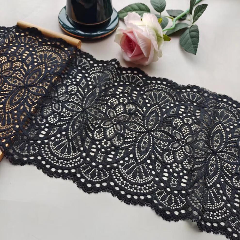 花边雷丝布料巴黎订单黑色蕾丝花边辅料腰带衣服下摆裙边装饰刺绣布料