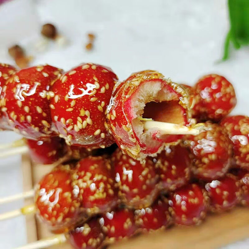 朱老大冰糖葫芦鲜山楂大颗去核零食休闲整箱朱老大原味芝麻冰糖葫芦5