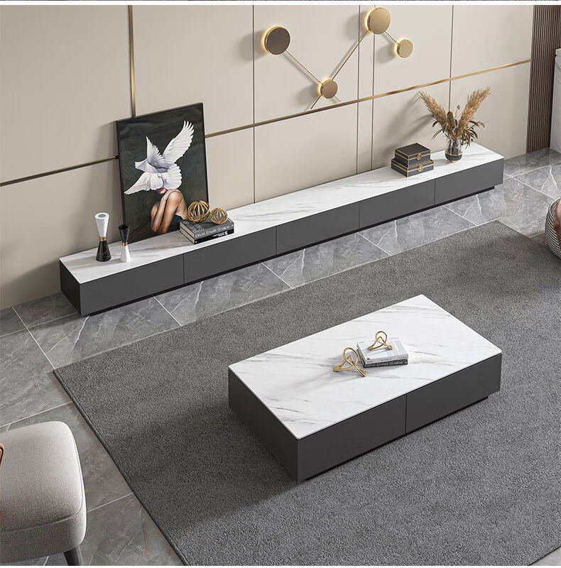 迪航dihang岩板地台电视柜茶几组合现代简约小户型客厅地柜轻奢落地