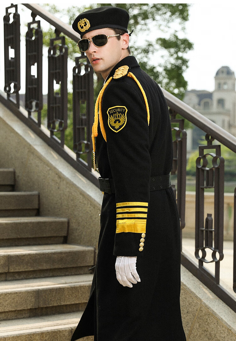 服装长款保暖加厚形象岗保安制服羊毛呢大衣 大衣(大盖帽-5角星肩章)