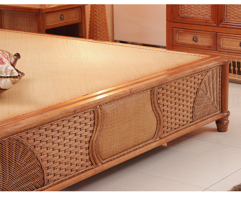 匠心攻略品牌品牌进口藤艺床创意卧室藤床民宿家具客栈藤编床双人床