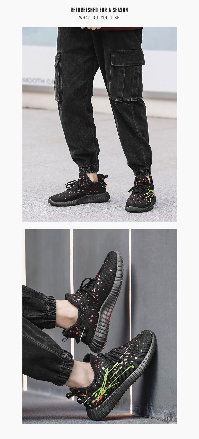 椰子鞋男款2022春季潮流轻便舒适透气休闲鞋运动鞋子男灰色调012239