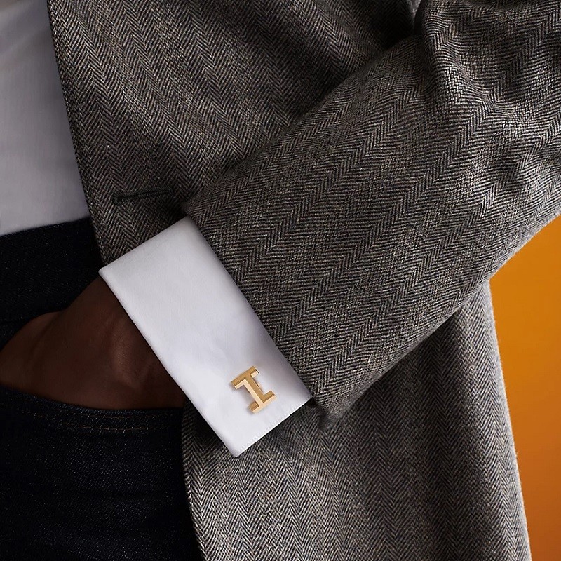 【品质节】hermes/爱马仕男士配饰 衬衫袖口金属衣袖钉"方块h"袖扣