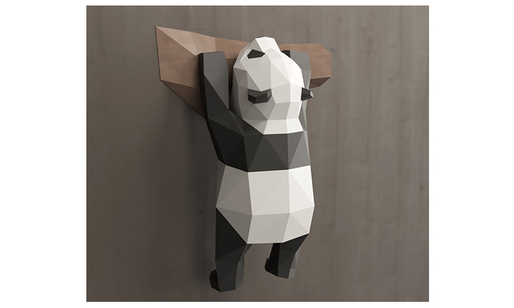 3d几何熊猫墙饰壁挂可爱搞笑国宝纸模手作diy卡通ins熊猫墙饰c