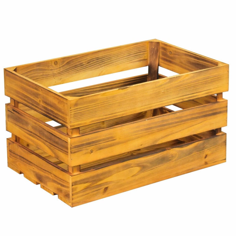 精选优品实木收纳筐复古木条箱水果框超市陈列木框箱大小号木箱装饰储